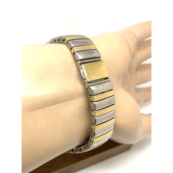 Seiko Men's Watch 5H23-6130 Vintage Quartz Silver Dial Day Date Two Tone Steel - Picture 10 of 14